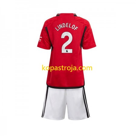 Billiga Fotbollströjor Manchester United Lindelof 2 Barn Hemma tröja 2023/24 Kortärmad